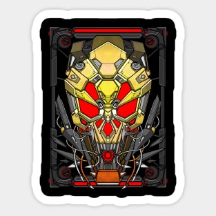 Steampunk Mecha skull head Sticker